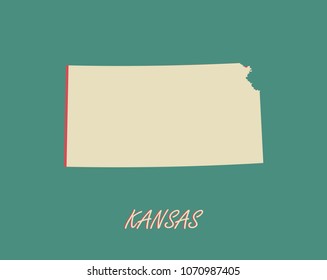 Kansas state of US map vector outlines illustration in a three dimensional grunge background