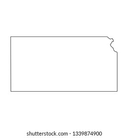 Kansas, state of USA - solid black outline map of country area. Simple flat vector illustration.