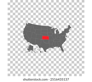 Kansas State, USA, vector map isolated on United states map. Editable blank vector map of USA