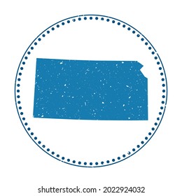 Kansas sticker. Travel rubber stamp with map of us state, vector illustration. Can be used as insignia, logotype, label, sticker or badge of the Kansas.
