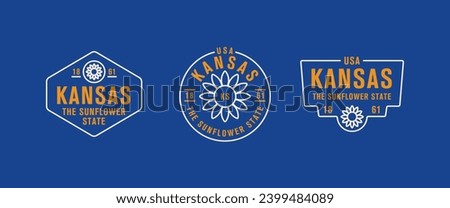 Kansas - Sunflower State. Kansas state logo, label, poster. Vintage poster. Print for T-shirt, typography. Vector illustration