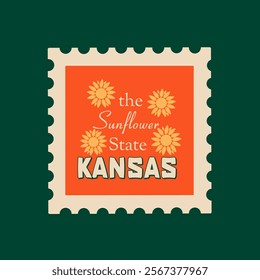 Kansas The Sunflower State in Stamp Design 