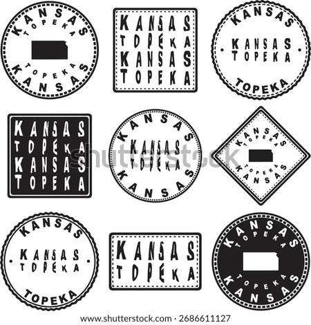 Kansas Topeka Round Seal Map Design