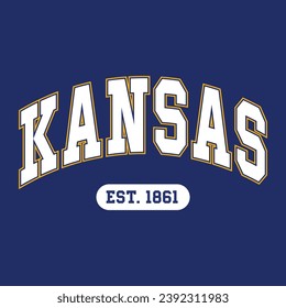 Kansas typography design vector, usa state shirt design vector. Jersey design vector, T-shirt design for usa 