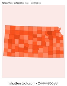 Kansas, United States. Simple vector map. State shape. Solid Regions style. Border of Kansas. Vector illustration.