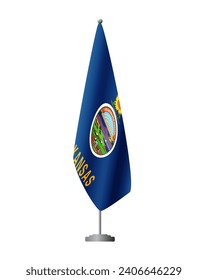 Bandera estadounidense de Kansas en asta para reuniones oficiales, fondo transparente, vector