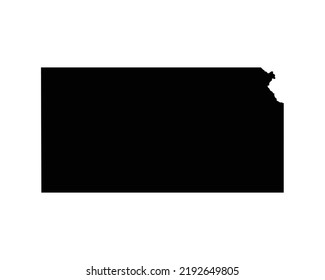 Kansas US Map. KS USA State Map. Black And White Kansan State Border Boundary Line Outline Geography Territory Shape Vector Illustration EPS Clipart