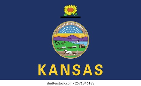 Kansas US State Flag Vector Illustration