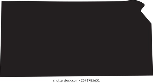 Kansas US Mapa de Estado Silhueta Sólida Preto  
