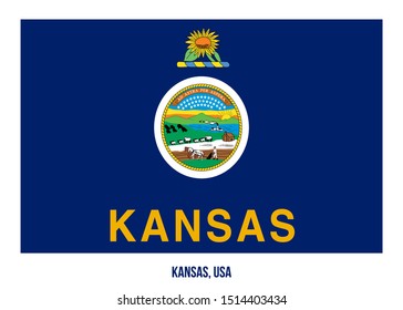 Kansas (USA State) Flag Vector Illustration on White Background. Flag of the United States of America.