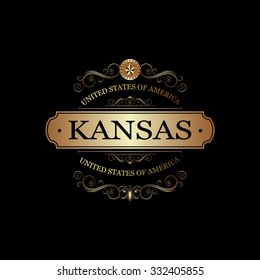 Kansas USA State.Vintage frame.
