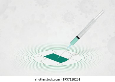 Kansas vaccination concept, vaccine injection in map of Kansas. Vaccine and vaccination against coronavirus, COVID-19. Vector template about Healthcare.