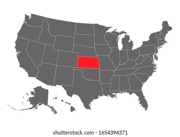 Kansas vector map. High detailed illustration. United state of America country