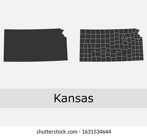 Kansas vector maps counties, townships, regions, municipalities, departments, borders