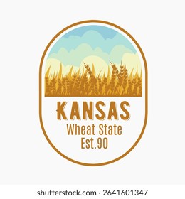 Kansas Wheat Field Badge  Perfect for Print 