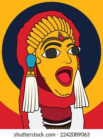 KANTARA Digital painting. Modern art painting using Kalighat painting style. Vector, illustration, art, Painting.