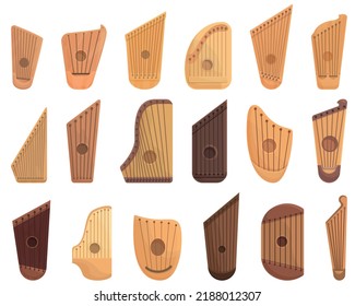 Kantele icons set cartoon vector. Music acoustic. Chord equipment