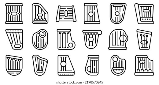 Kantele icons set outline vector. Music acoustic. Chord culture