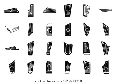 Kantele icons set simple vector. Classic chord. Culture concept