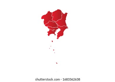 Kanto map region of Japan island shape vector