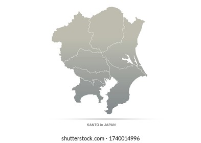 kanto map. tokyo in japan region vector map.