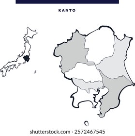 Kanto region, Japan, Asia - cartography, map