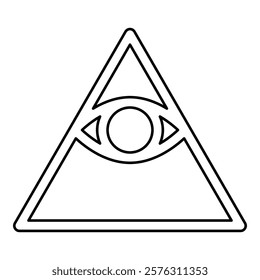 Kao Give all seeing eye in pyramid inside triangle Illuminati symbol Masonic contour outline line icon black color vector illustration image thin flat style