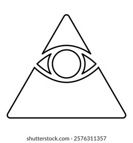 Kao Give all seeing eye in pyramid inside triangle Illuminati symbol Masonic contour outline line icon black color vector illustration image thin flat style