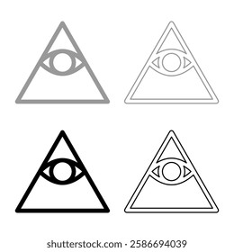 Kao Give all seeing eye in pyramid inside triangle Illuminati symbol Masonic set icon grey black color vector illustration image solid fill outline contour line thin flat style