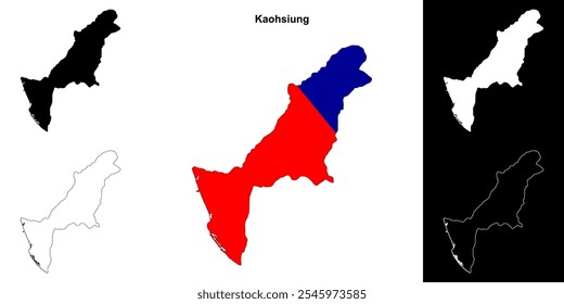 Conjunto de mapas em branco de Kaohsiung