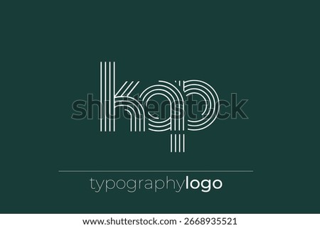 KAP modern geometric typography logo. Modern and stylish composition featuring a monochromatic typography logo illustration designed with intricate lines.
