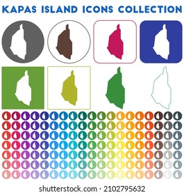 Kapas Island icons collection. Bright, colorful, trendy map icons. Modern Kapas Island badge. Vector illustration.