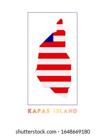 Kapas Island Logo. Map of Kapas Island with name and flag. Cool vector illustration.