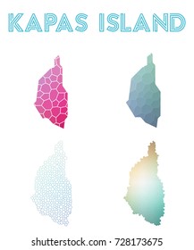 Kapas Island polygonal island map. Mosaic style maps collection. Bright abstract tessellation, geometric, low poly, modern design. Kapas Island polygonal maps for infographics or presentation.