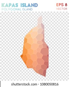 Kapas Island polygonal, mosaic style island map. Unequaled low poly style, modern design for infographics or presentation.