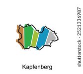 Kapfenberg map, Republic of Austria vector map design illustration, logotype element for template