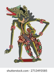 Kapi Asraba, Ilustración vectorial tradicional indonesia de personajes de marionetas de sombra.