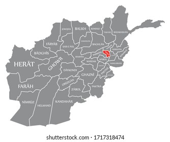 Kapisa red highlighted in map of Afghanistan