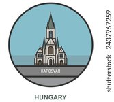 Kaposvar. Cities and towns in Hungary. Flat landmark
