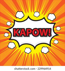 KAPOW, comic wording sound effect set design for comic background, comic strip