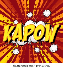 Texto de KAPOW burbuja de habla cómica en ilustración de explosión