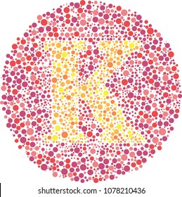 Kappa Eye Test - Part of my Greek collection of eye test designs. The Letter Kappa cunningly hid inside an Ishihara inspired design.
