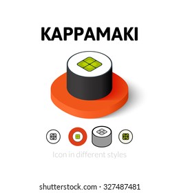 Kappamaki icon, vector symbol in flat, outline and isometric style