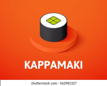 Kappamaki icon, vector symbol in flat isometric style isolated on color background