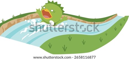 Kappa's Flowing River (Proverb Illustration)