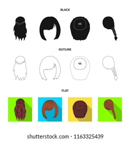 Kara, red braid and other types of hairstyles. Back hairstyle set collection icons in cartoon style vector symbol stock illustration web.