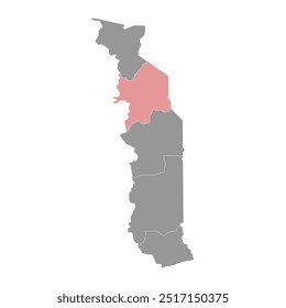 Mapa de la región de Kara, división administrativa de Togo. Ilustración vectorial.