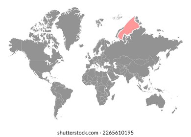Kara Sea auf der Weltkarte. Vektorgrafik.