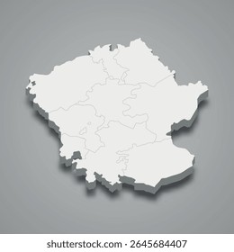 Mapa isométrico 3d do Karabakh é uma região econômica do Azerbaijão, ilustração vetorial