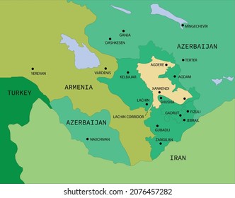 Karabakh conflict on the map of the South Caucasus